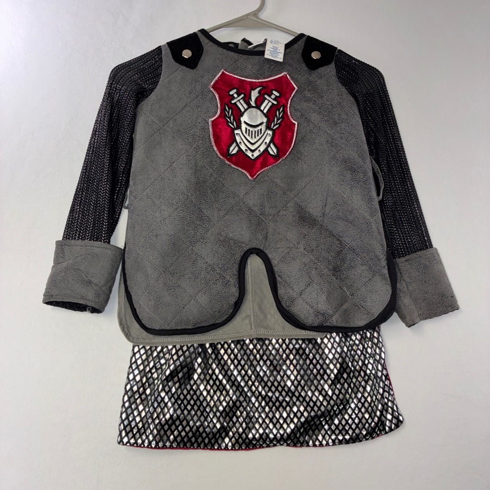 513 Medieval Dream Play Imagine Knight Costume XS 4 Grey Red Chainmail Tunic